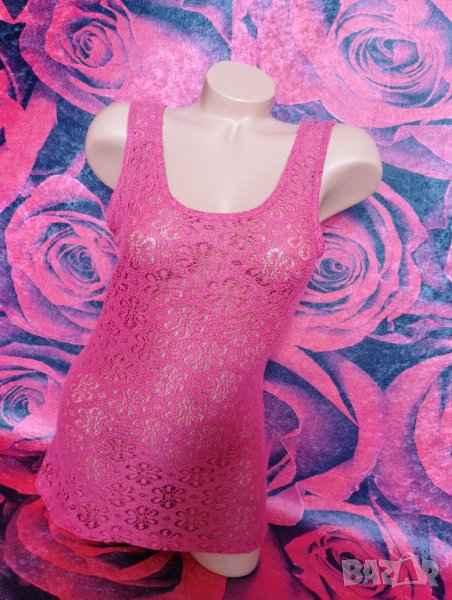 Коралов дантелен потник туника на цветя М, снимка 1
