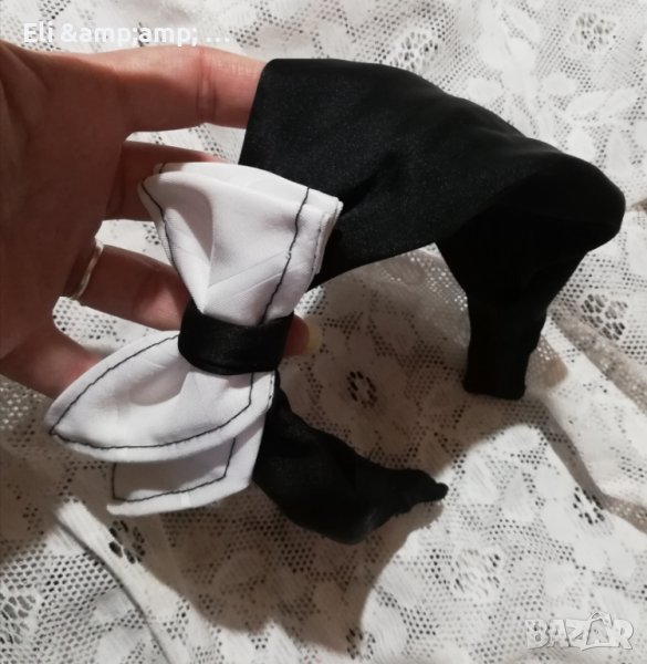 Черна копринена диадема с Бяла подвижна панделка , снимка 1