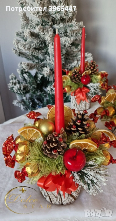 Коледни свещници с италиански бонбони, снимка 1
