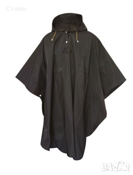 Водоустойчиво черно пончо дъждобран за възрастни - един размер, снимка 1