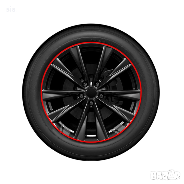 Лайсна за джанти, предпазител, лента тип декорация, 8м, червена или синя, снимка 1