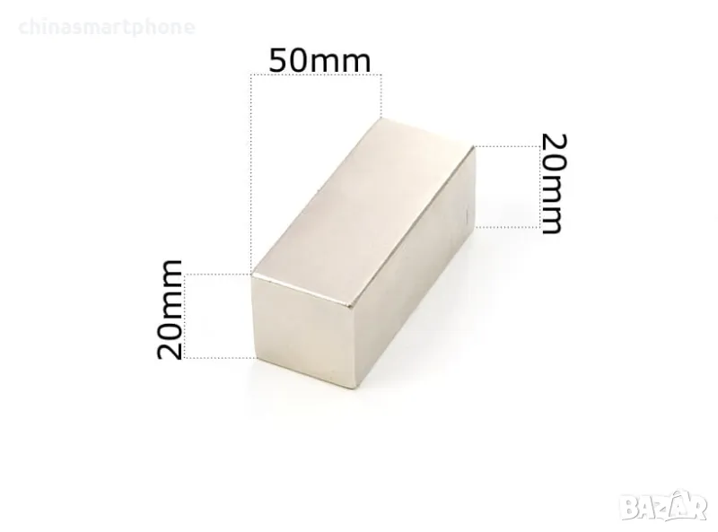 Неодимов магнит 50x20x20mm МАГНИТ неодимов N52, magnit, снимка 1