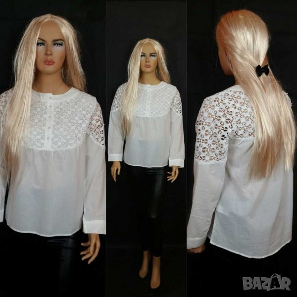 Нова цена 💕🎁Ефектна дамска бяла блуза с дантел., снимка 1