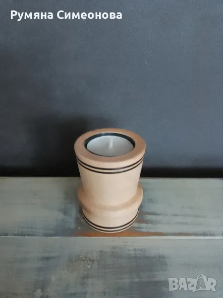 Дървен свещник , снимка 1