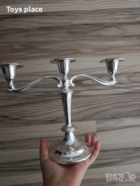 Масивен сребърен английски свещник, снимка 1