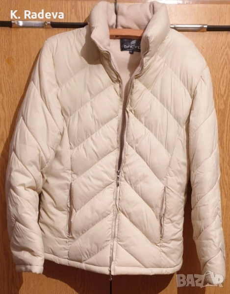 Зимно топло яке, с подвижна качулка, цвят екрю, снимка 1