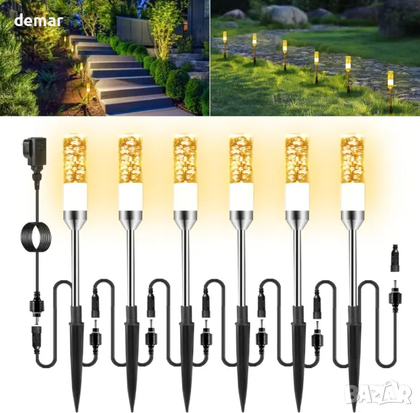 Градински LED осветителни тела ECOWHO 6 броя, IP65 Водоустойчиви, топло бяло, снимка 1