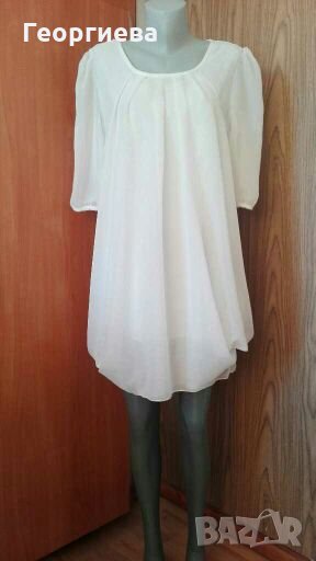 Прекрасна бяла туника/рокля от шифон👗🍀M/L,L👗арт.175, снимка 1