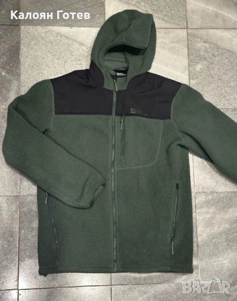 Jack Wolfskin, Поларено трекинг яке Kammweg Pile, Папратово зелено, L, снимка 1