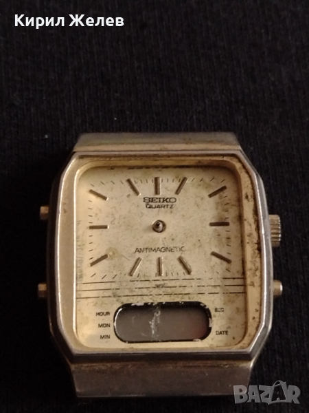 Рядък мъжки часовник SEIKO QUARTZ ANTI-MAGNETIC  за части няма стъкло - 26862, снимка 1