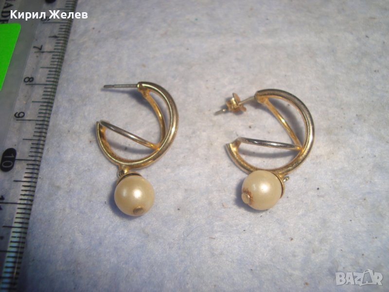 СТАРИ ПОЗЛАТЕНИ ПЕРЛЕНИ ОБЕЦИ АРТ ДЕКО СТИЛ 7076, снимка 1