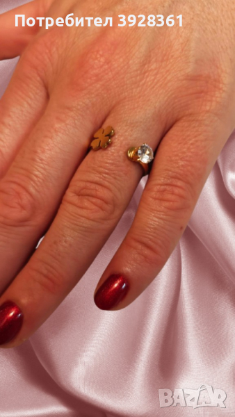 Модерен дамски пръстен от недъждаема стомана и камък цирконий - размери 17/18/19, снимка 1