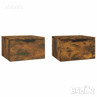 vidaXL Нощни шкафчета за стенен монтаж, 2 бр, опушен дъб, 34x30x20см(SKU:817088 , снимка 1
