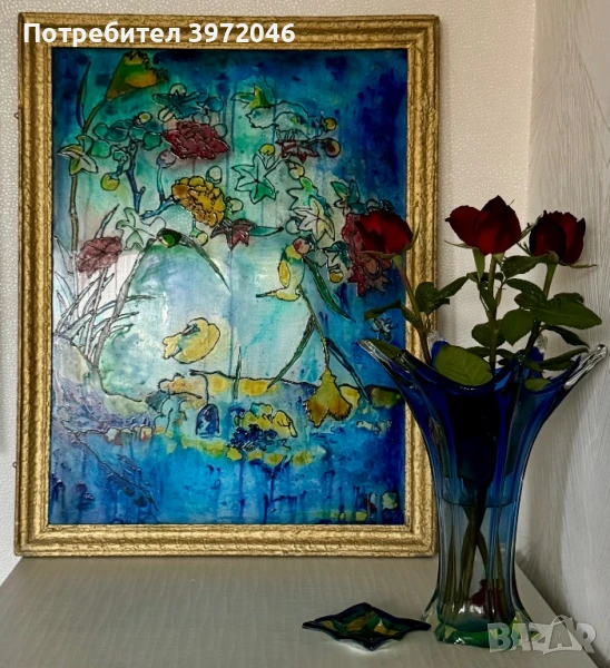 Винтидж стъклопис , снимка 1