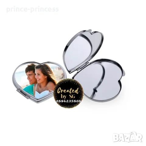 Огледало сърце със снимка, картинка или текст 