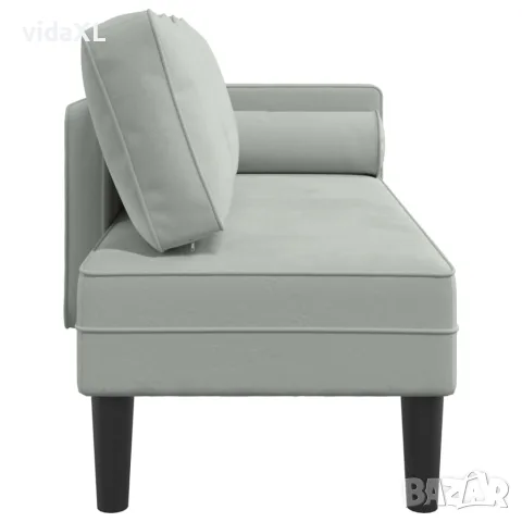 vidaXL Кушетка с възглавници, светлосива, кадифе, снимка 4 - Столове - 56147449