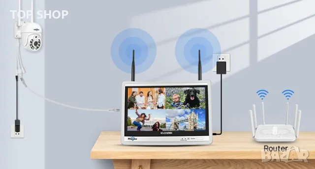 Hiseeu 5MP безжична PTZ система охранителни камери с 12" монитор, снимка 7 - Комплекти за видеонаблюдение - 48788795