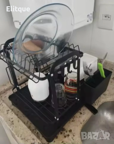 Сушилник за съдове с оттичане на водата, XXL, снимка 2 - Съдове за готвене - 53165874