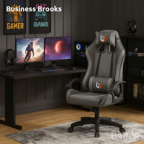 Ергономичен геймърски офис стол с лумбална и шийна опора – комфорт за игра и работа без умора, снимка 3 - Столове - 53226078