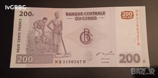 200 франка 2007 Демократична република  Конго , снимка 2 - Нумизматика и бонистика - 42784538