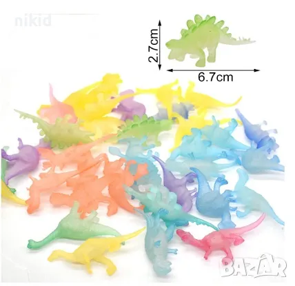 16 бр Динозавър Динозаври малки фигурки светещи играчки светещи флуоресцентни неонови за игра торта, снимка 3 - Фигурки - 47781084
