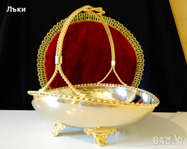 Позлатена фруктиера,кошница 24k Gold. , снимка 4 - Антикварни и старинни предмети - 47293684