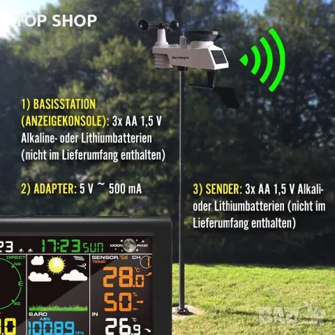 SAINLOGIC FT0835 Соларна Безжична 8в1 метеорологична станция/външен сензор/прогноза за времето, снимка 2 - Други - 49308708