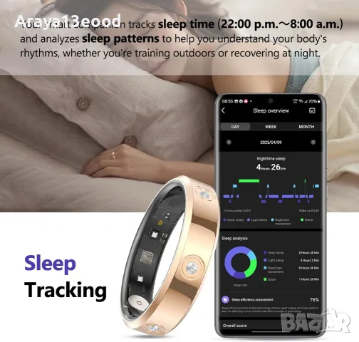 Елегантен смарт пръстен за активност, пулс, сън и спорт HR01SV10 Smart Ring, снимка 4 - Смарт гривни - 56191359