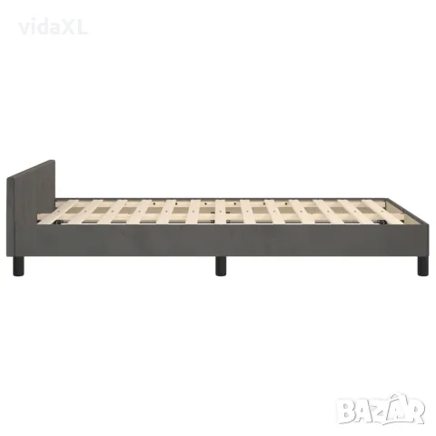vidaXL Рамка за легло без матрак, тъмносив, 120x190 см, кадифе, снимка 6 - Спални и легла - 56147464