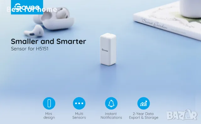 Govee Hygrometer Thermometer  H5100, Мини Bluetooth сензор 3 броя, снимка 10 - Друга електроника - 49619249