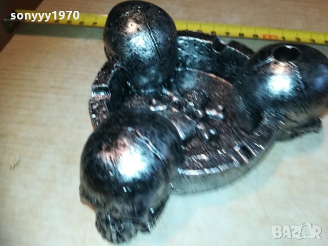 сребърен пепелник с три черепа 2810201245, снимка 2 - Колекции - 30585126