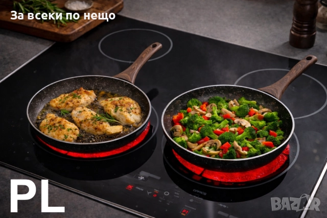 Комплект тигани 9Tnine-4419, 22/26см., Мраморно покр., Кован алуминий Код P1720, снимка 5 - Съдове за готвене - 52969968