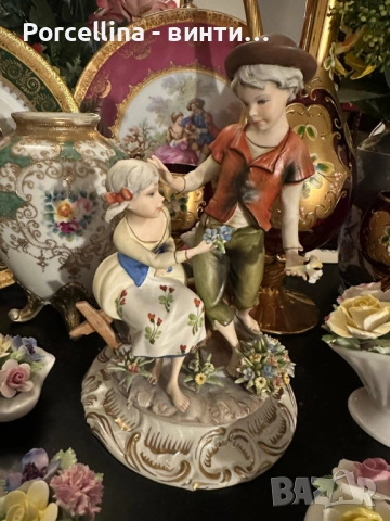 Capodimonte Italy ,  Romantic Couple “ Влюбените” прекрасна италианска композиция на двама влюбени