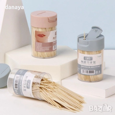 6342 Бамбукови клечки за зъби в кутийка с капаче