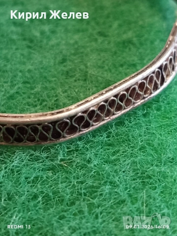 Сребърна гривна маншет с филигранен дизайн ювелирна изработка 53067, снимка 7 - Гривни - 53045185