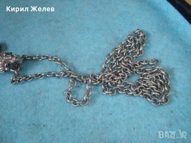 ЗМИЕВИДЕН КРИСТАЛЕН МОДЕН АРТ МЕДАЛЬОН с ПОСРЕБРЕНО СТОМАНЕНО ЗДРАВО СИНДЖИРЧЕ 87789, снимка 6 - Колиета, медальони, синджири - 35228307