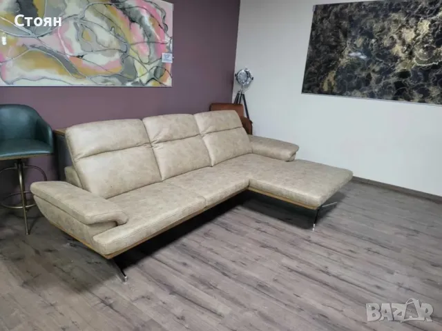 Бежов ъглов диван от плат "Bolsano", снимка 8 - Дивани и мека мебел - 48306511