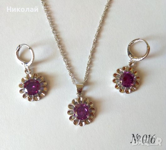 Сребънен сет колие с обеци, подарък за денят на влюбените, подарък за жена, Св. Валентин, снимка 3 - Бижутерийни комплекти - 44257377