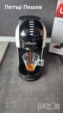 50€ Ufesa Bellagio Bianca 3в1 работи с капсули Долче Густо, Неспресо, Смляно кафе , снимка 3 - Кафемашини - 53896934