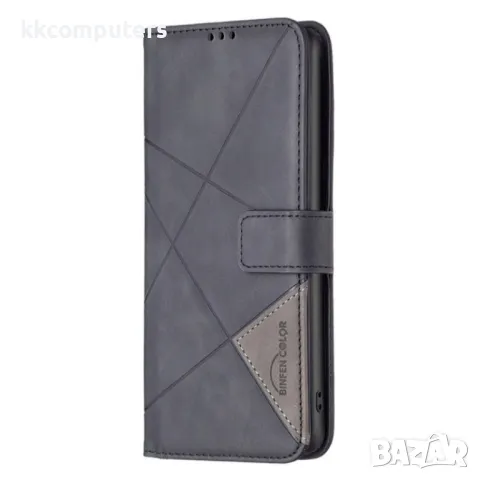 Motorola Moto G Power (2024) Rhombus Texture Magnetic Wallet Кожен Калъф и Протектор