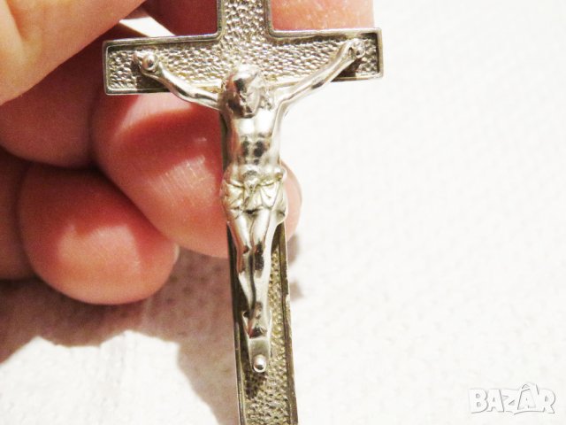 сребърен кръст разпятие православен кръст с Исус - разпятие Христово, снимка 2 - Колиета, медальони, синджири - 31355747