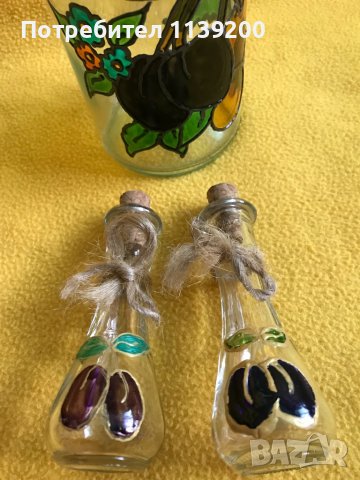 бутилка от френска ракия Schnaps и две юзчета ръчно рисувани сливи, снимка 9 - Декорация за дома - 37435518