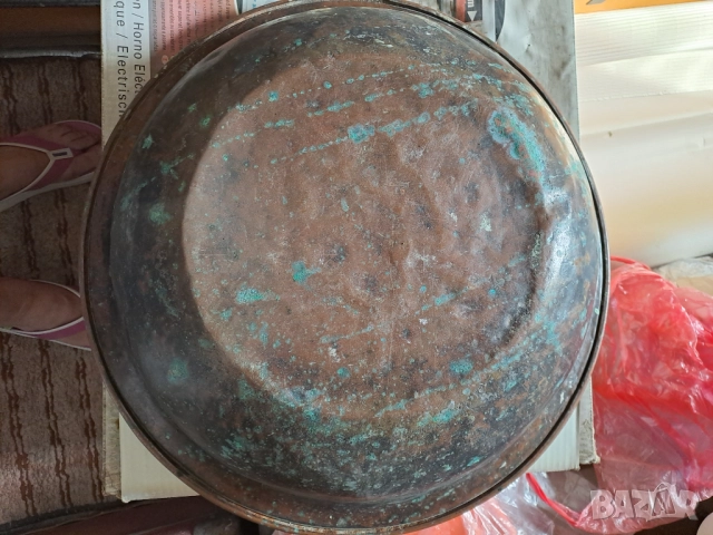 Антикварен голям меден леген калайдисан, снимка 4 - Антикварни и старинни предмети - 51663076