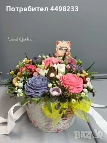 Идеален подарък-Аранжировка от ароматни сапунени цветя и др., снимка 8 - Изкуствени цветя - 52350118