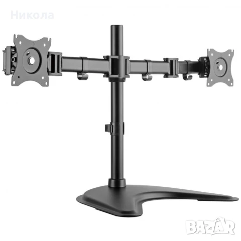 Ергономична стойка за два монитора Lumi, 13" - 27", до 8 кг, Черна