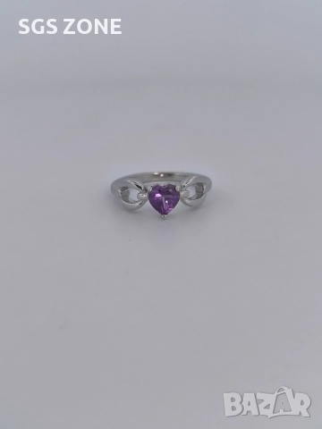 СРЕБЪРЕН ПРЪСТЕН С АМЕТИСТ , снимка 2 - Пръстени - 52403522