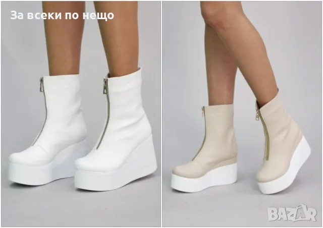 Дамски Боти На Платформа - Кожа - 2 Налични Цвята Код D1764