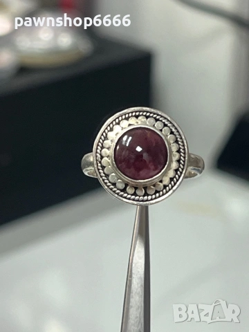 Сребърен пръстен 4,63 грама проба 925 с камък гарнет , снимка 2 - Пръстени - 53188861