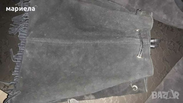 Черни чизми и раничка от естевен велур , снимка 3 - Дамски ботуши - 30775769