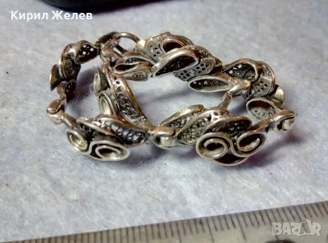 ИЗУМИТЕЛНО КРАСИВА АРТ СРЕБЪРНА ГРИВНА СРЕБРО 925 с БЯЛА ПОЗЛАТА Закопчалка БЛАГОРОДНА СТОМАНА 47484, снимка 7 - Гривни - 48492785